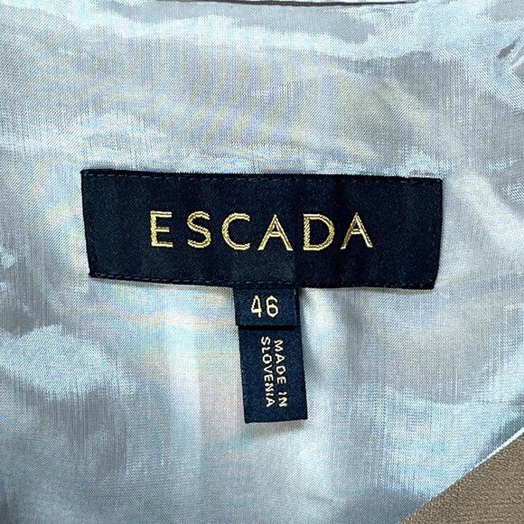 Escada Womens Solid Brown Asymmetric Gold Zipper Blazer Jacket Size 46 XL READ - Picture 5 of 8